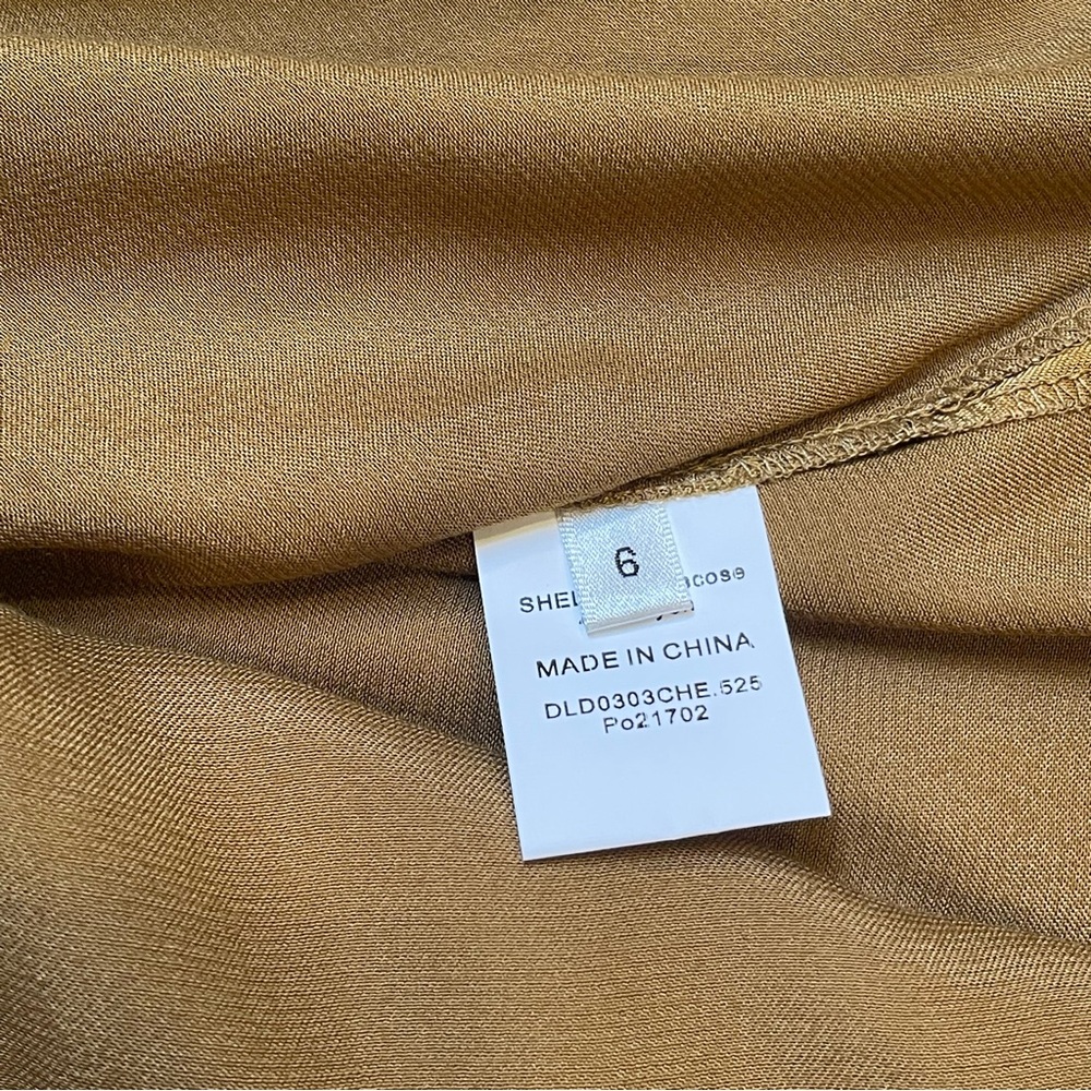 DISSH Simone Pearl Satin Shirt in Golden Olive Chartreuse Size 6 - Picture 10 of 16